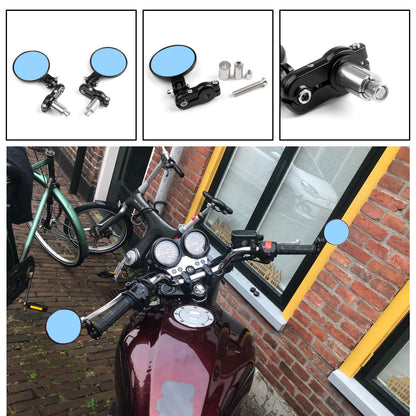 UNIVERSAL 7/8" Foldable Motorcycle CNC Bar End 3" Round Mirrors Rear View Side