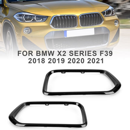 2018-2023 BMW X2 F39 sDrive18i/xDrive20i/sDrive20i/xDrive25e/M35i Gloss Black Front Bumper Grill Frame Cover Trim