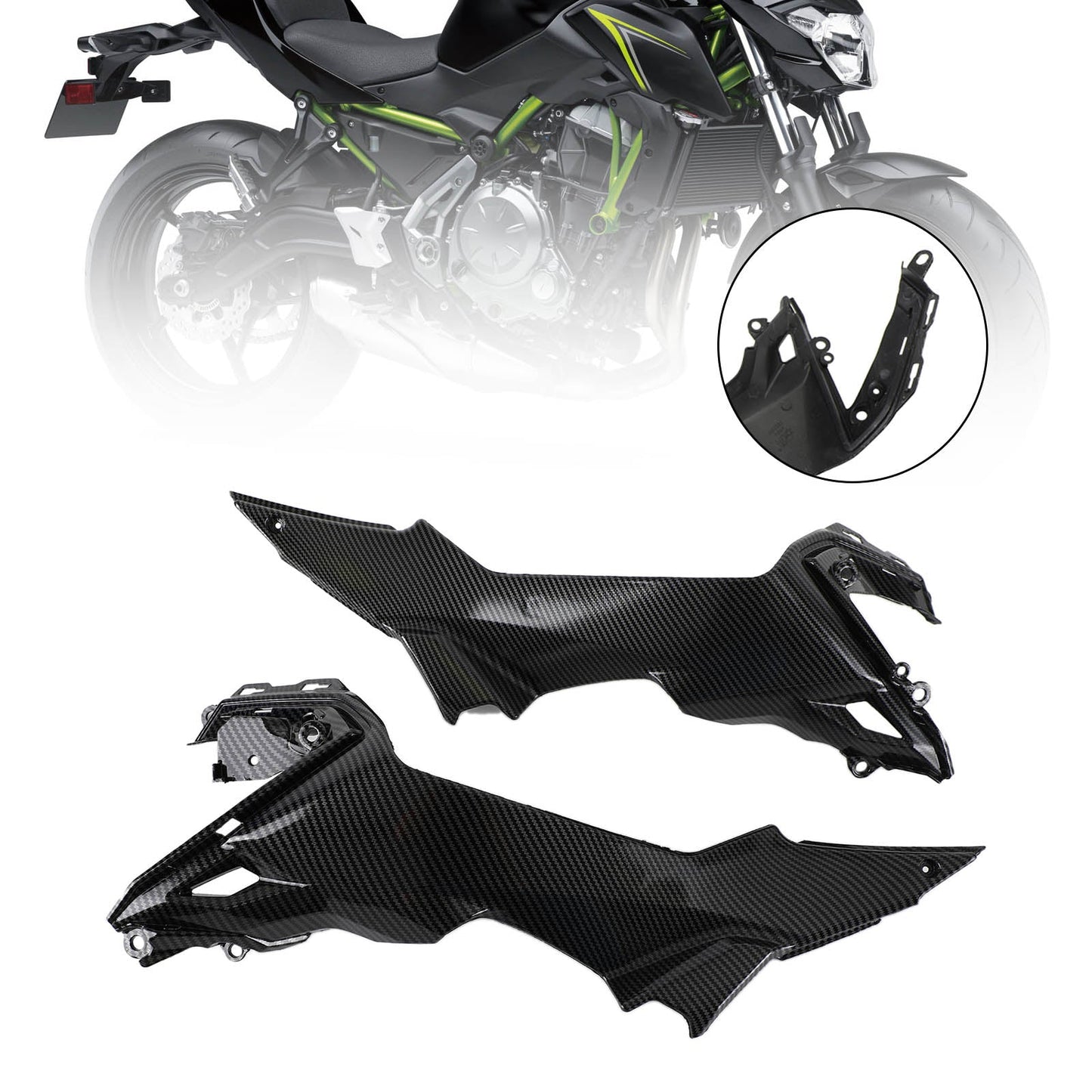 Carbon Tank Side Cover panel Trim fairing Fit For Kawasaki Z650 2017-2020