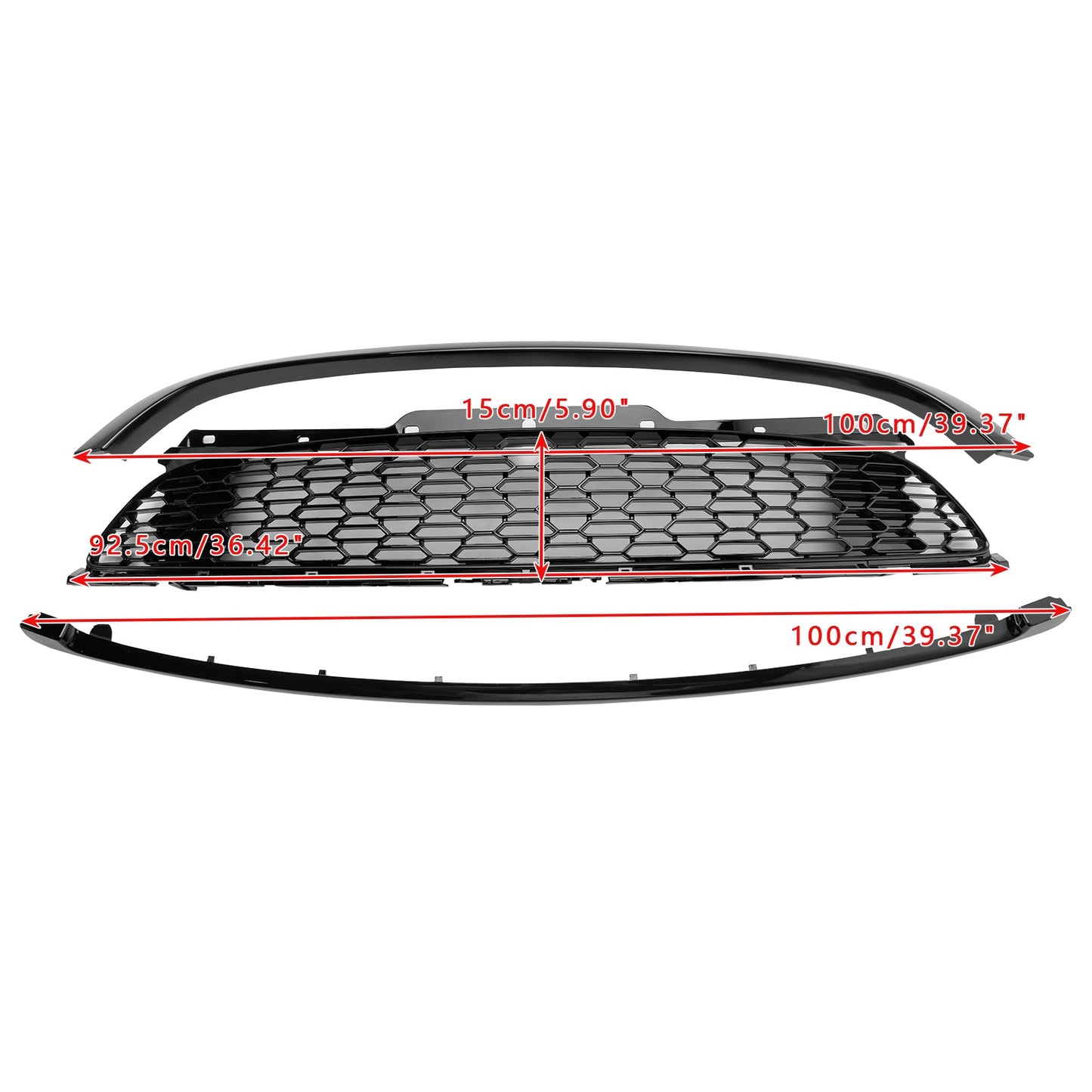 2007-2015 Mini Cooper S R55 R56 R57 R58 R59 JCW Style 3PCS Gloss Black Front Grill Replacement Grille