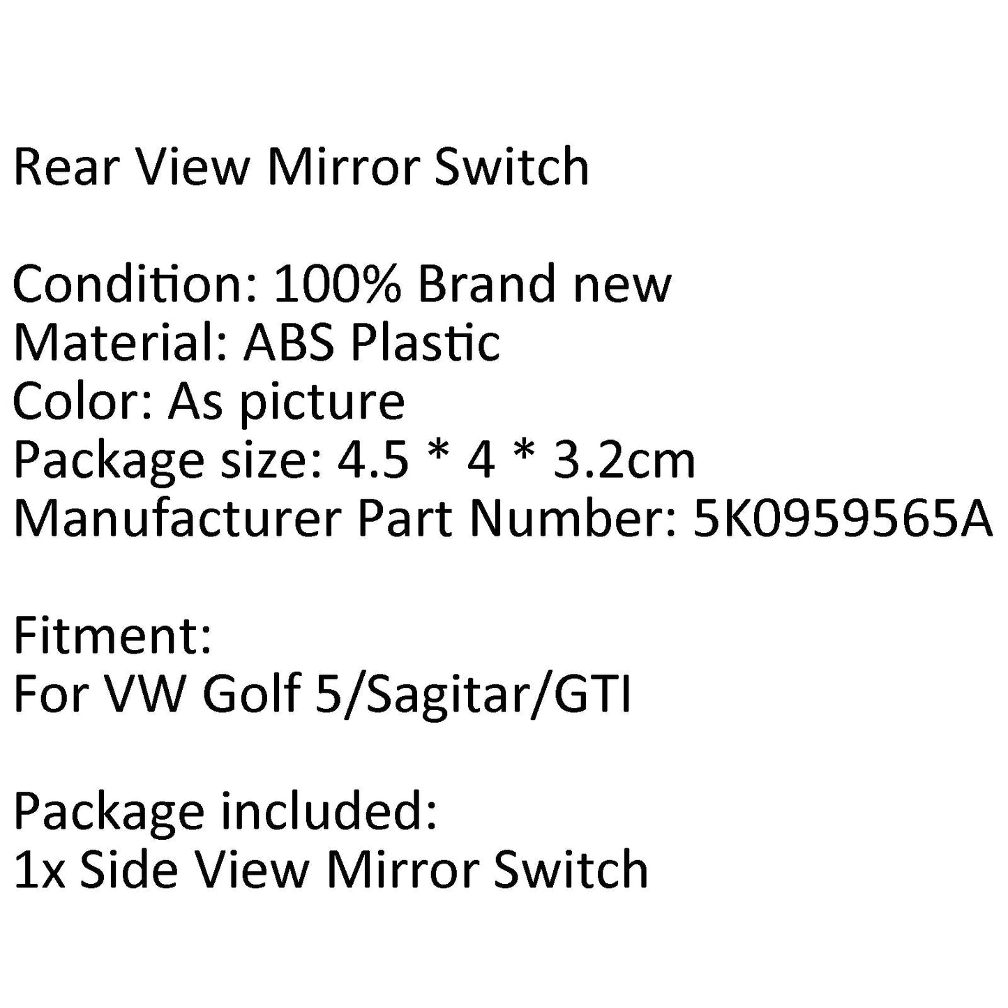Perilla de control del interruptor del espejo retrovisor lateral plegable para VW Golf 5 GTI