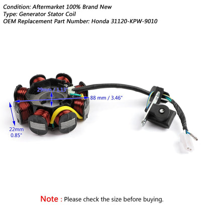 Magneto Generator Stator Coil For Honda 31120-KPW-9010 ANF125 T Innova 2003-07 via fedex