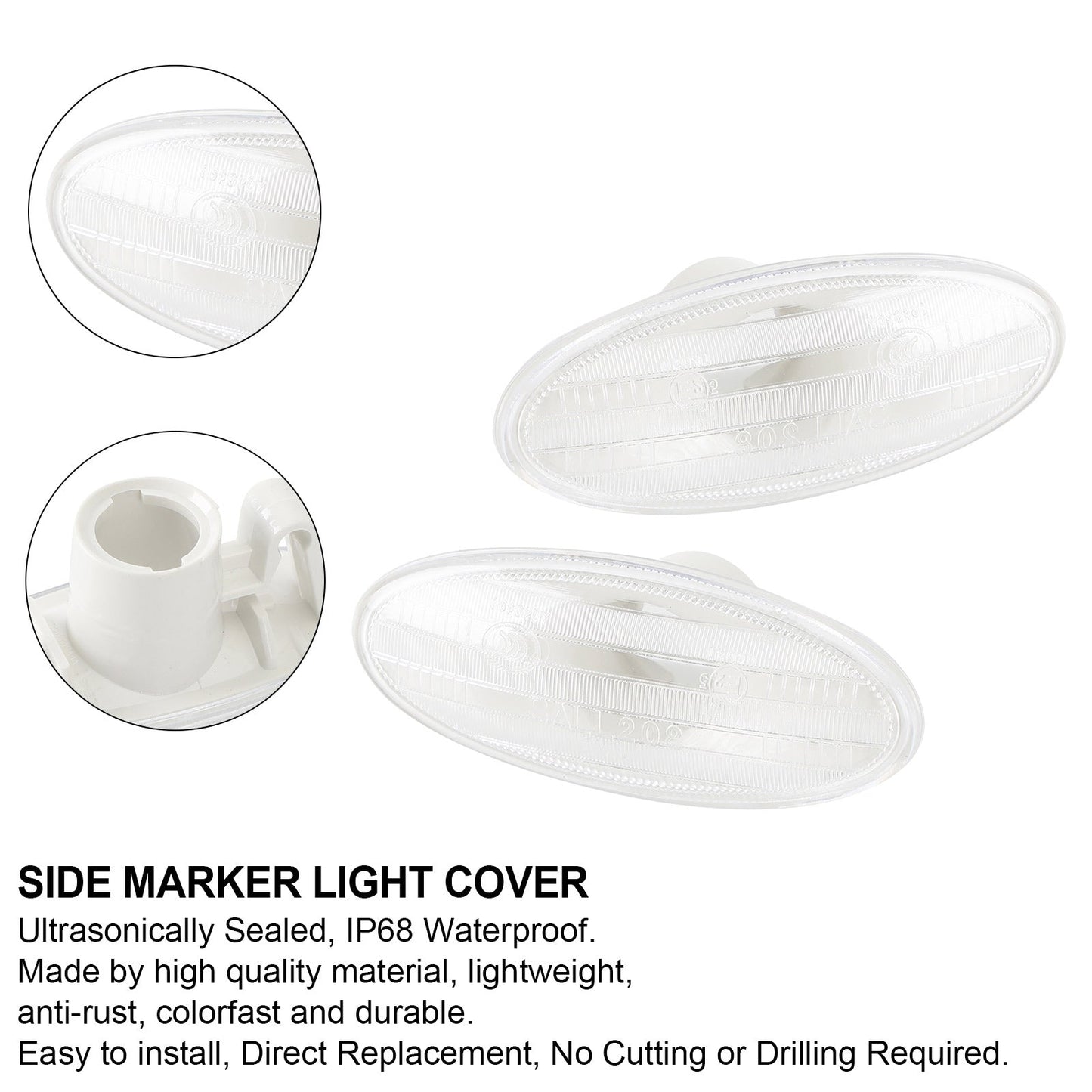 Boîtier de clignotant transparent pour feux de position latéraux Nissan 26160-89900, 2 pièces