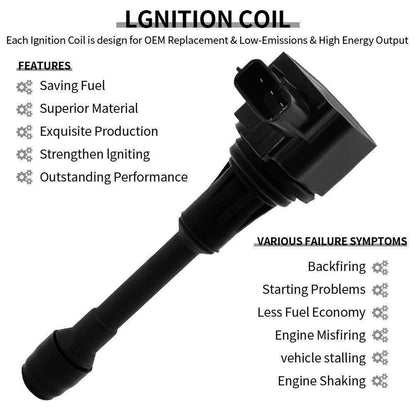 2014-2019 Infiniti QX60 3.5L V6 6PCS Ignition coil+6PCS Spark Plug UF550 CUF2118 673-4029 5C1727