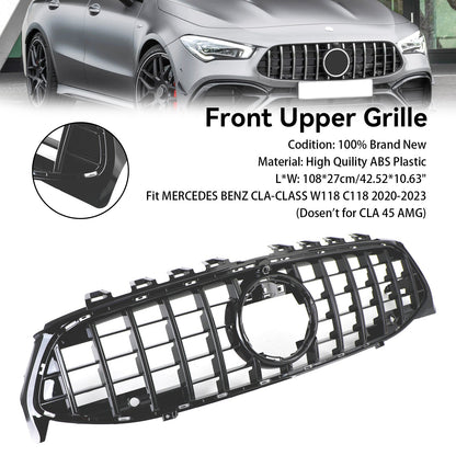2019-2023 Mercedes Benz CLA-Class W118 C118 CLA180/200/220/250 Front Bumper Grill Gloss Black GTR Style Grill