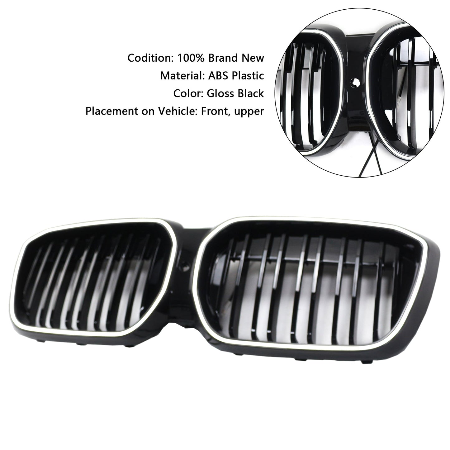 2022-2024 Double Slat Black Front Kidney Grill Grille Fit BMW IX3 G08 LCI