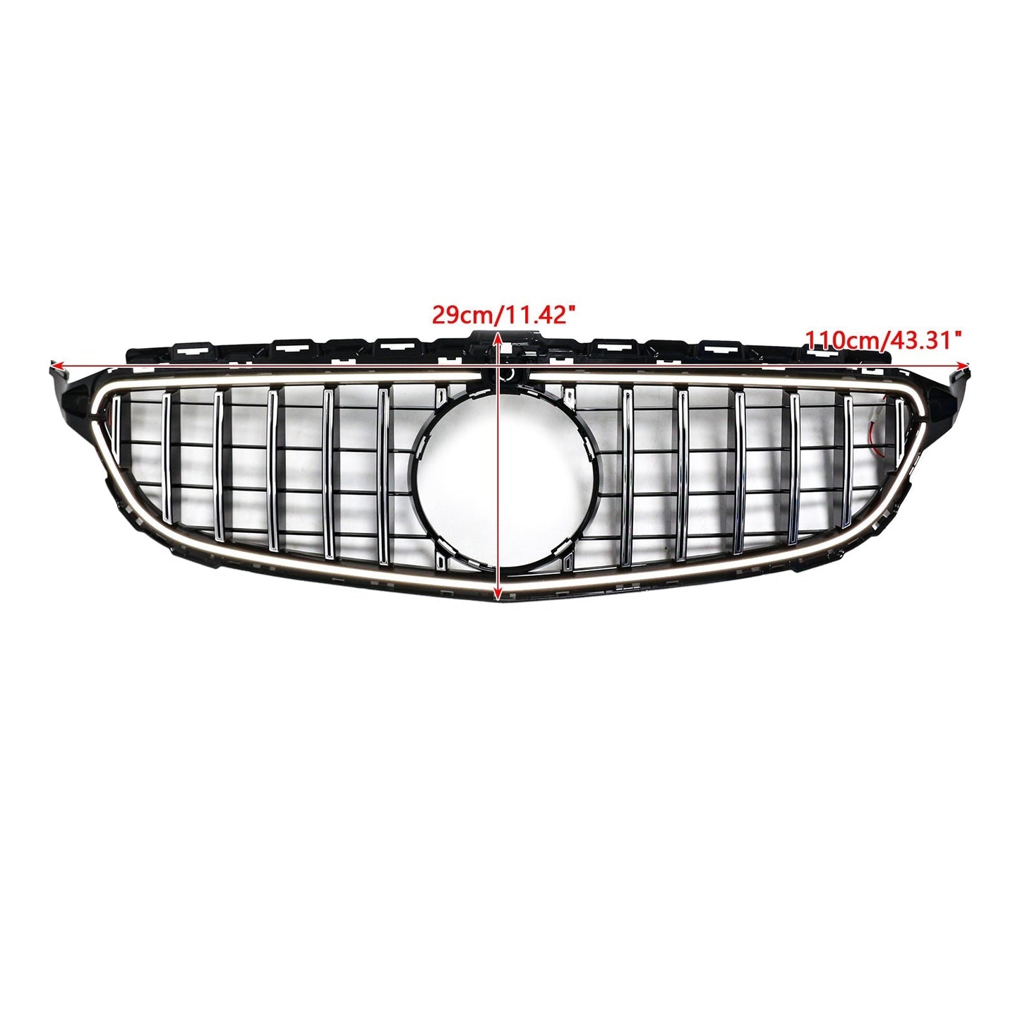 2015-2021 Mercedes Benz C-Class W205 C200 C250 C300 C350 Chrome Front Bumper Grill Grille W/LED