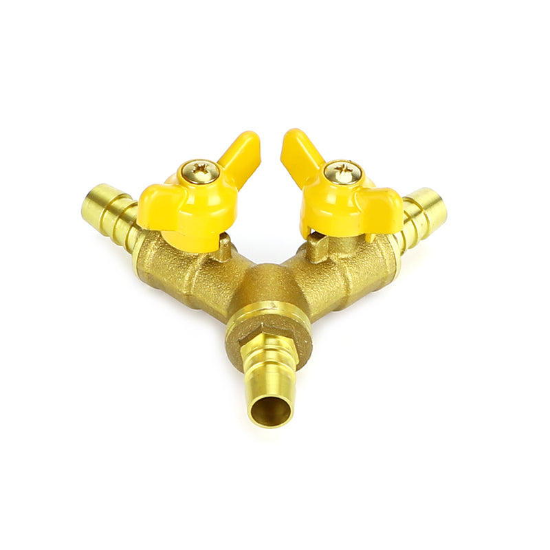 Válvula de bola con espiga para manguera de 3/8", conector en forma de Y de 3 vías, conexión de latón, diámetro exterior de 11 mm