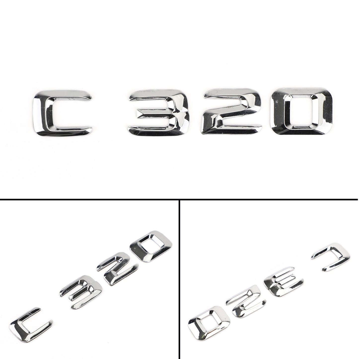 Emblème de coffre arrière, plaque signalétique, lettres et chiffres, compatible avec Mercedes C320, chromé