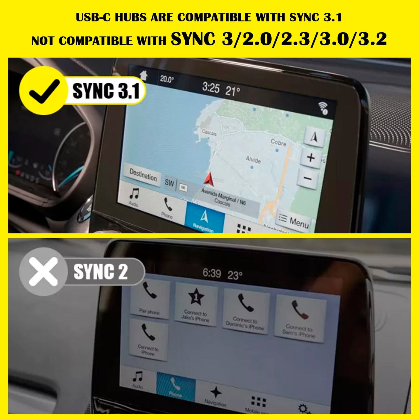 Módulo de interfaz de actualización Apple CarPlay USB para Ford F-250 y F-350 (2017-2022) Sync 3 Media Hub F HC3Z-19A387-E