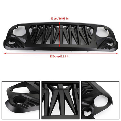 Jeep 2007-2018 Wrangler JK JKU Matte Black ABS Grill Replacement Front Shark Grille