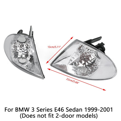 Front Indicator Turn Signal Corner Clear Lights For BMW 3 Series E46 99-01