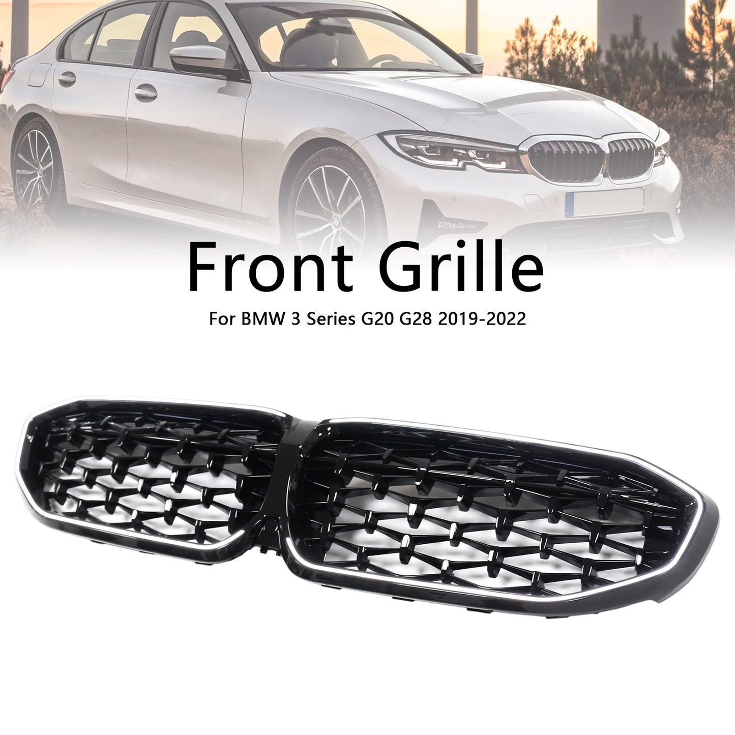2019-2022 BMW 3 Series G20 Black Diamond Kidney Grille Grill 51138072085