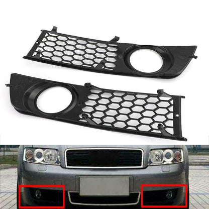 Audi 2001-2005 A4 B6 Pair Front Bumper Honeycomb Fog Light Grille Grill Cover