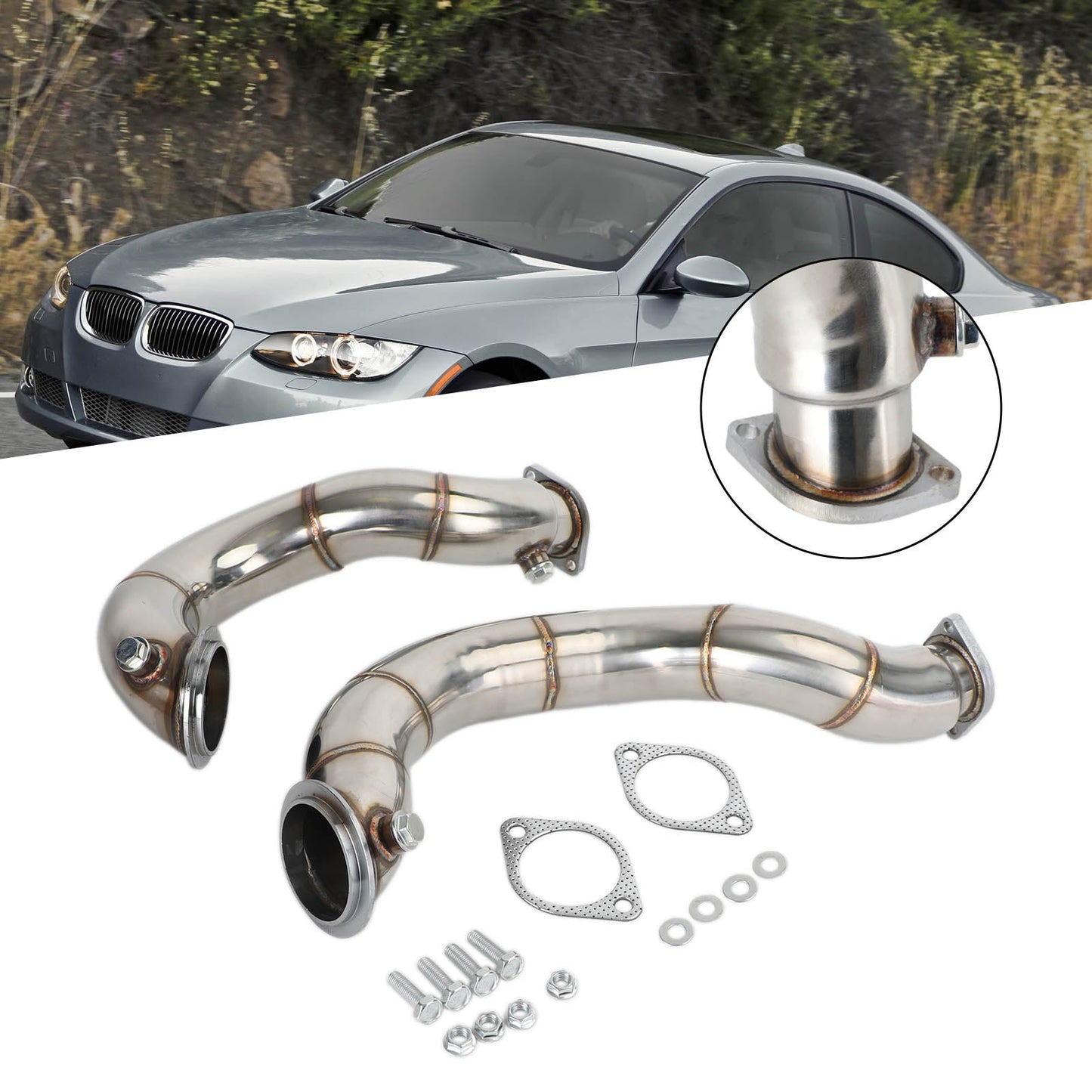 2011-13 BMW E92 335is 3 inch Stainless Steel Exhaust Downpipe Pipes compatible
