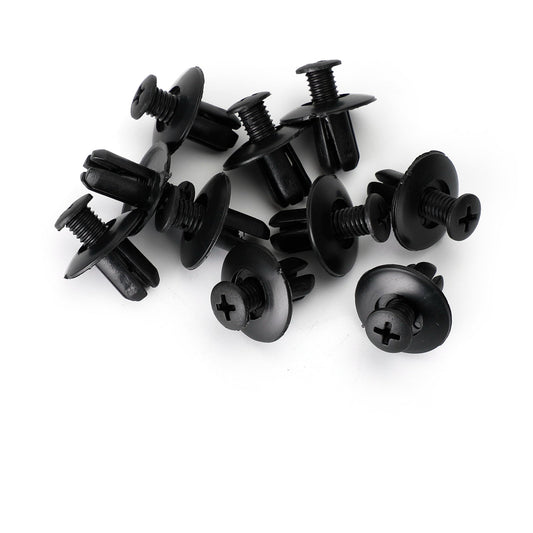 Lot de 10 rivets à vis en plastique noir pour panneau de carénage Honda, 8 mm