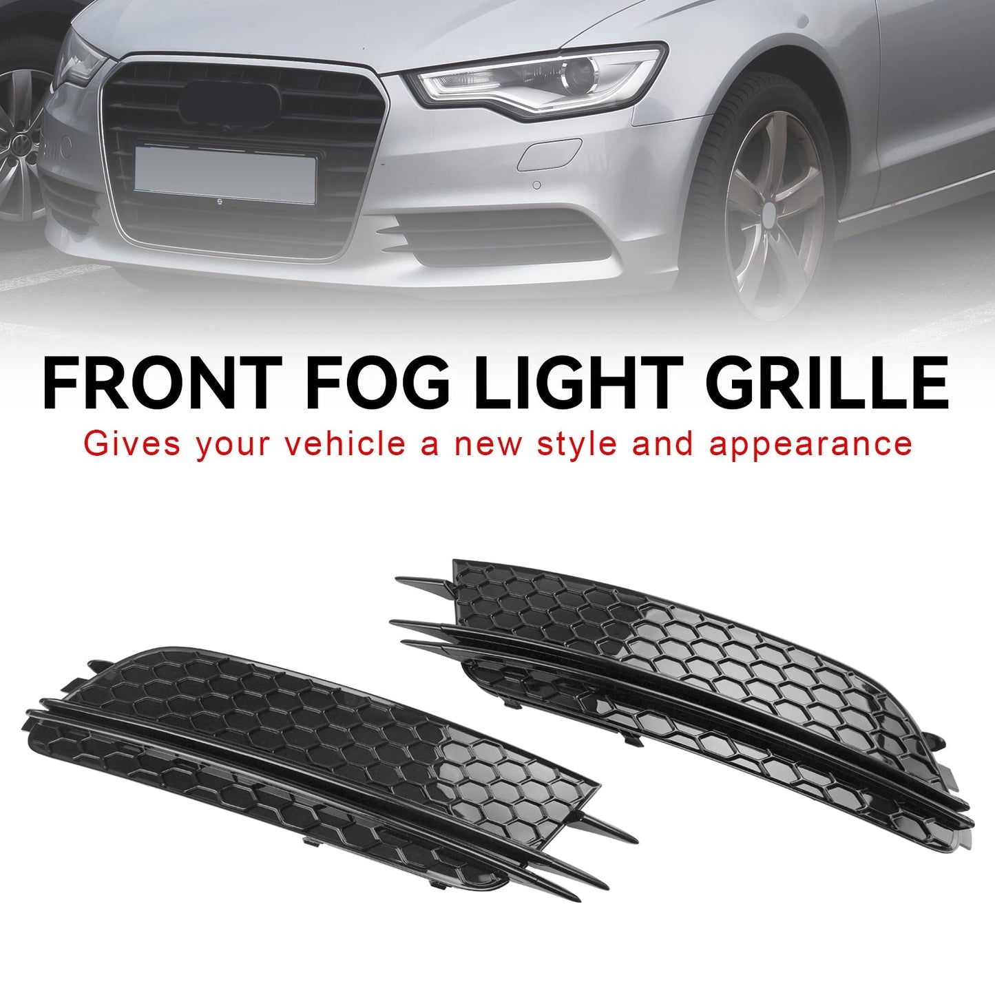 Audi 2012-2015 A6 C7 2PCS Front Fog Light Cover Bezel Grille