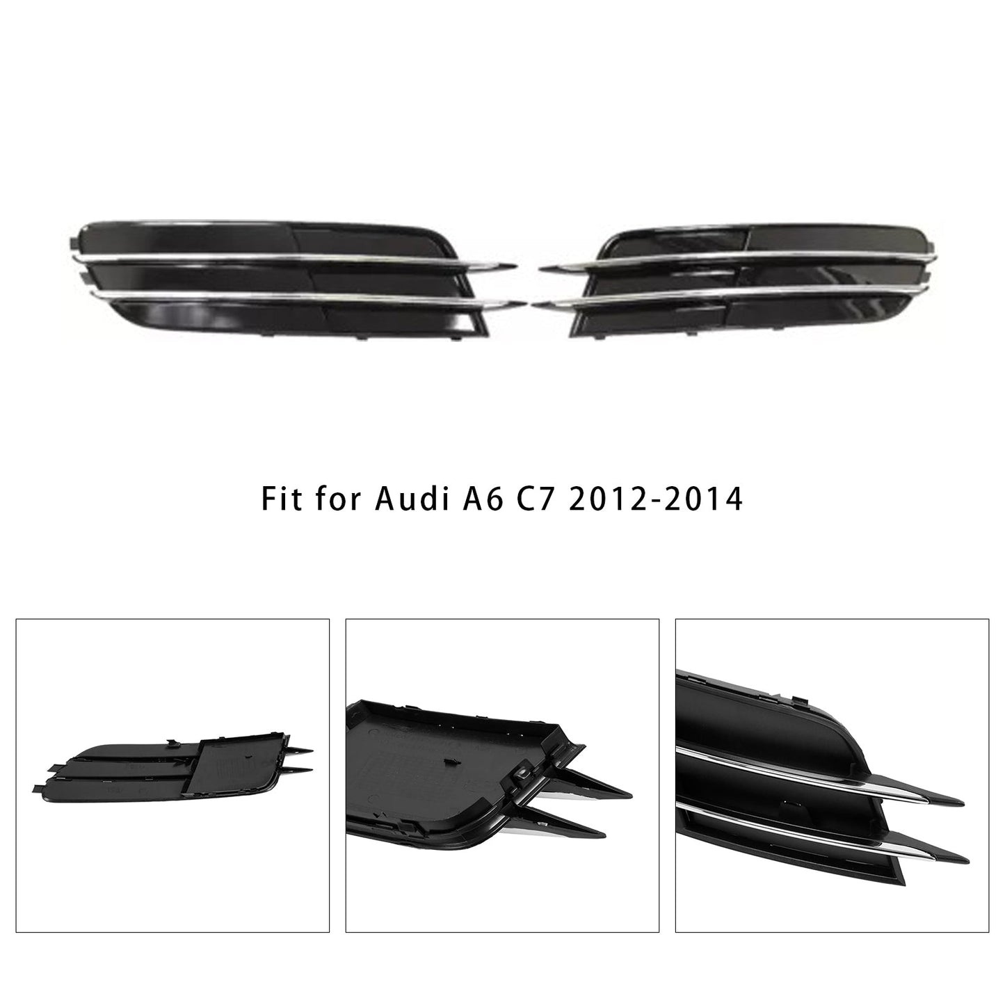 2012-2014 Audi A6 C7 4G0807681 4G0807682 Bumper Fog Light Grill Cover Bezel
