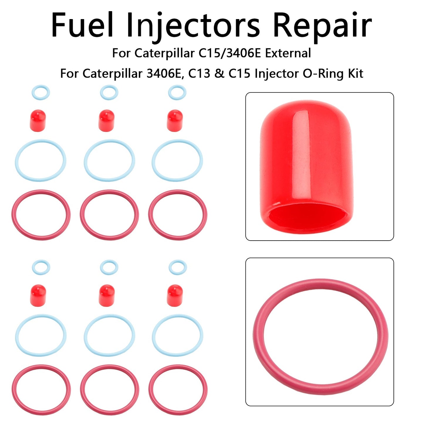 Caterpillar CAT C15/3406E External 6Pcs Fuel Injectors Seal O-Ring Kit 2481394 1895390