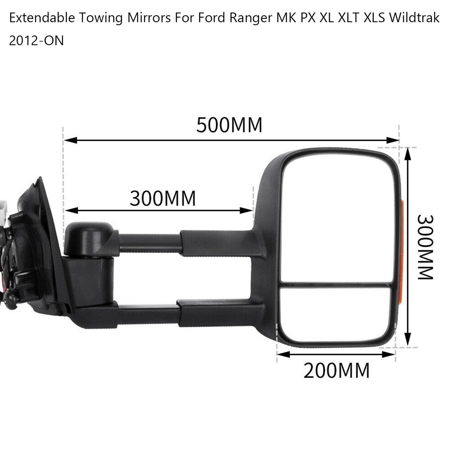 Espejos de remolque extensibles para Ford Ranger 2012+ MK PX XL XLT XLS Wildtrak
