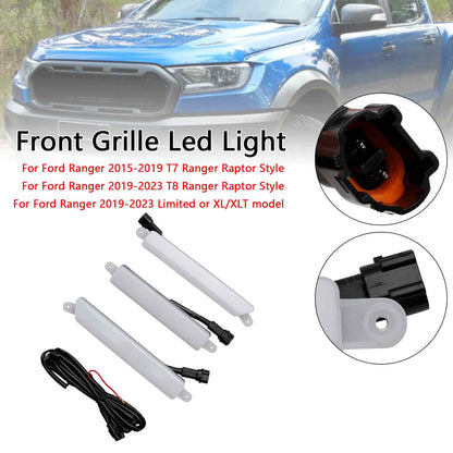 2016-2023 Ford Ranger T6 / T7 Limited  / XL / XLT / Wildtrak Front Bumper Grille White LED Lights