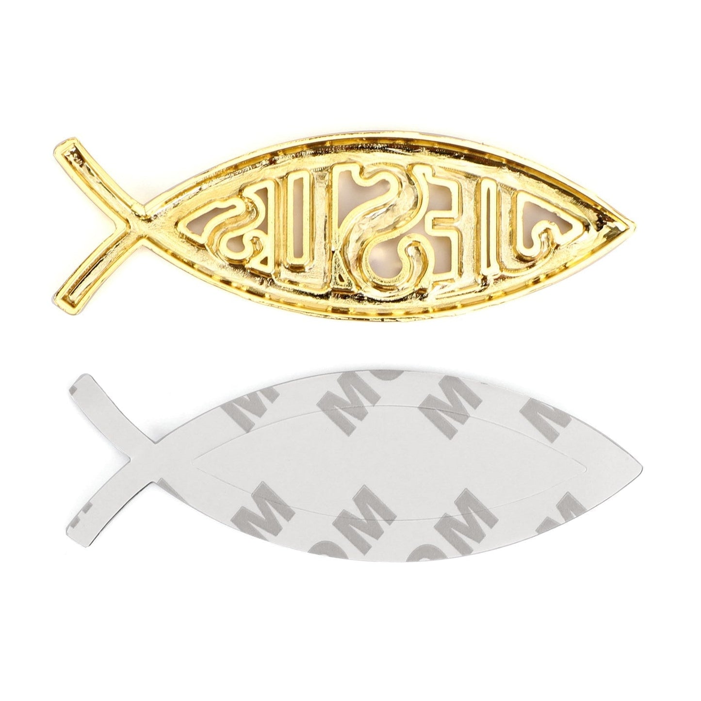 Jesus Christian Fish Symbol Gold 3D Car Decal Emblem Sticker Religious God