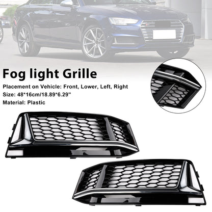 2016-2018 2PCS Fog Light Cover Grille Grill Fit AUDI A4 B9 S-Line S4