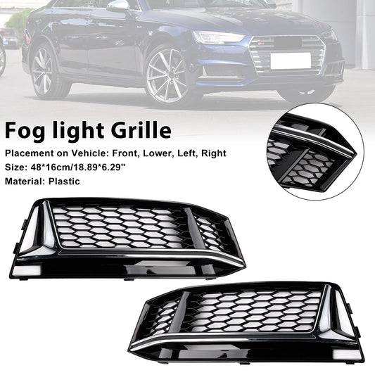 2016-2018 2PCS Fog Light Cover Grille Grill Fit AUDI A4 B9 S-Line S4