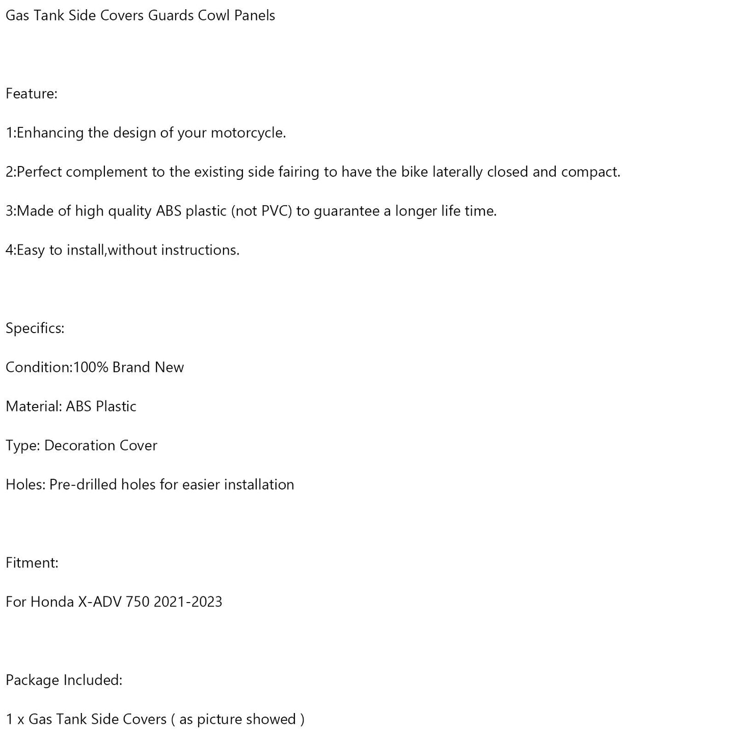 Couvercles latéraux de réservoir d'essence pour Honda XADV X-ADV 750 2021-2023