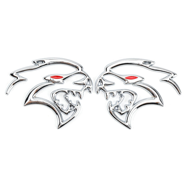 SRT Hellcat Silver 2PCS Hellcat Fender Side Emblem Badge Decal