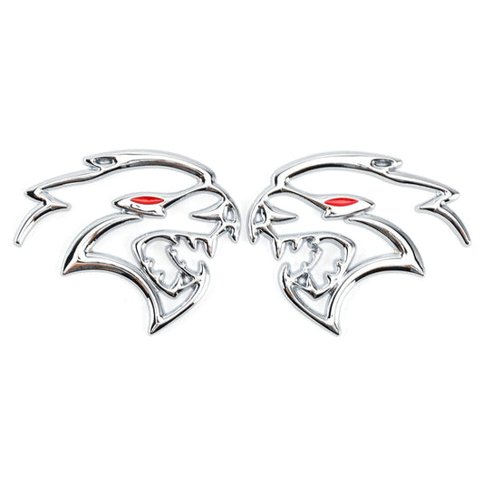 SRT Hellcat Silver 2PCS Hellcat Fender Side Emblem Badge Decal