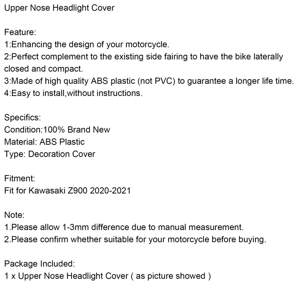 Carbon Front Upper Nose Headlight Cover Fairing For KAWASAKI Z900 2020-2021