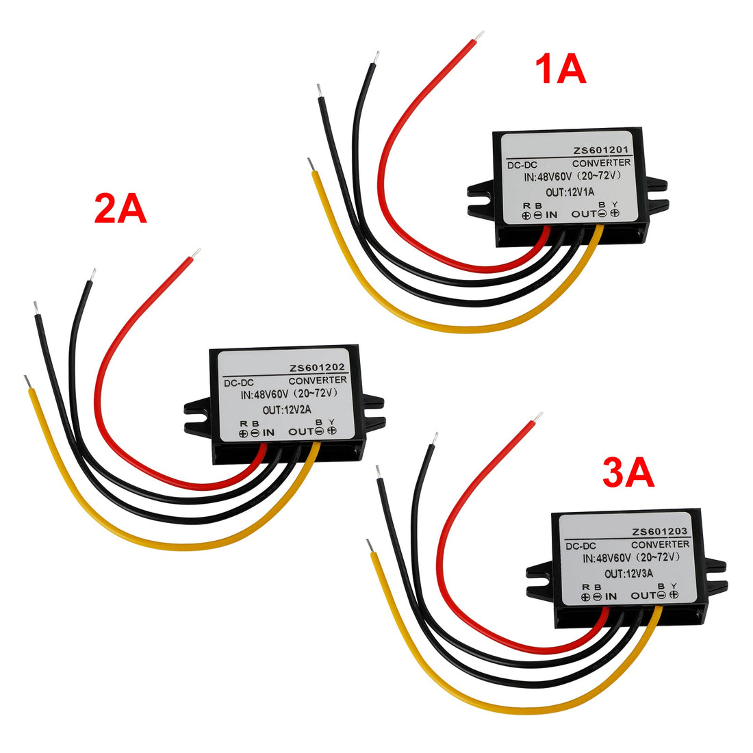 Waterproof DC-DC Buck Step Down Volt Converter 20V-72V 24V 36V 48V to 12V 3A