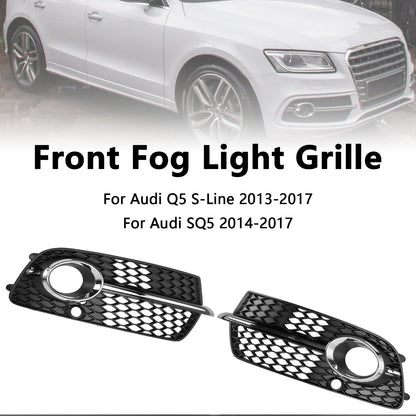 2014-2017 Audi Q5 S-Line SQ5 Front Bumper Fog Light Grill Black Chrome Grille