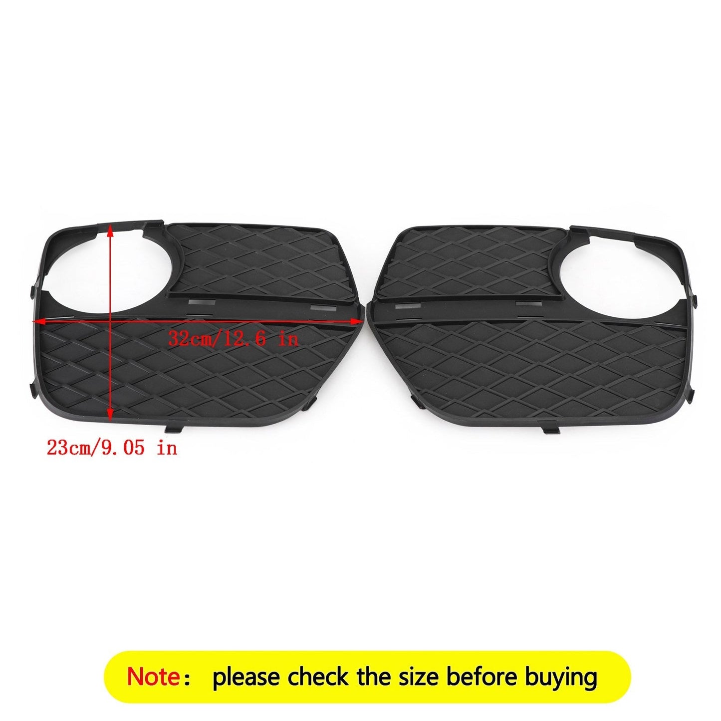BMW 2012-2014 X6 2x Front Bumper Closed Grid Fog Light Grille Left & Right