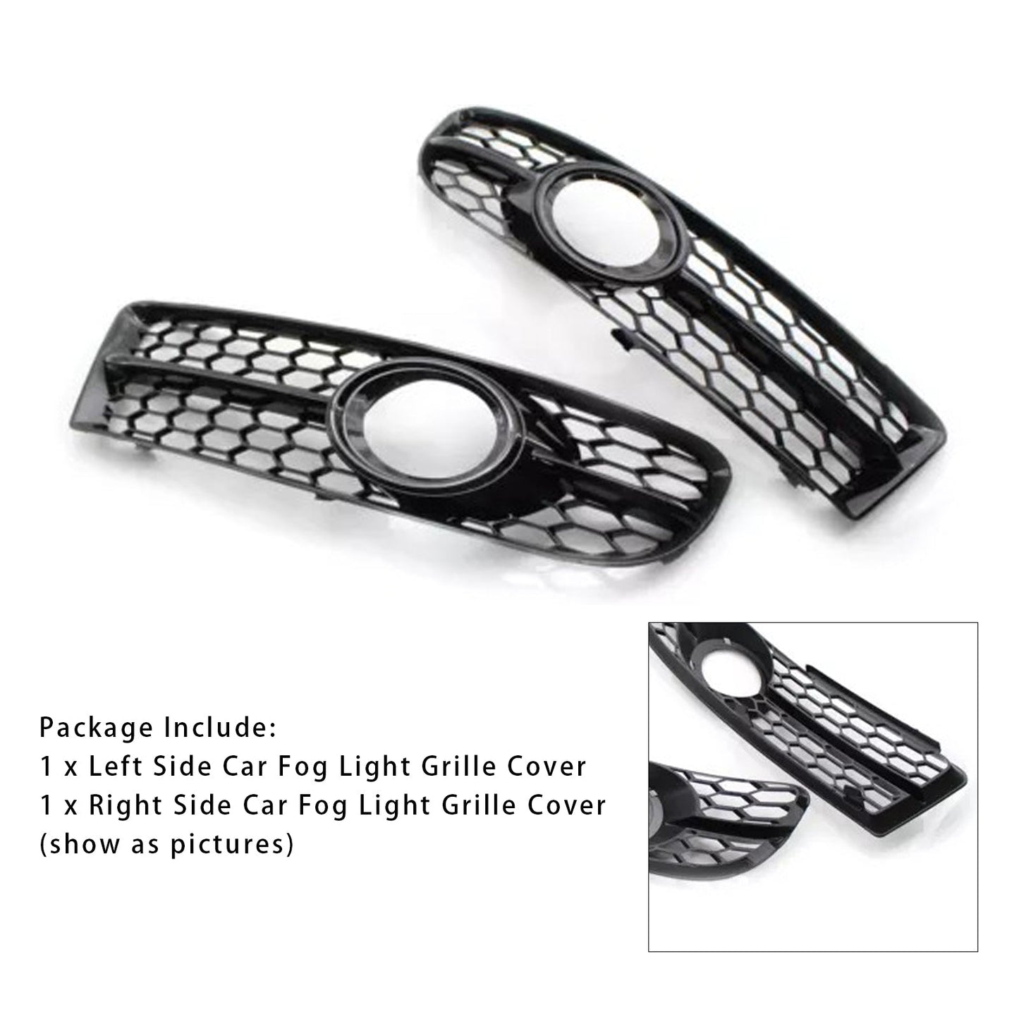 2005-2008 Audi A4 B7 S-Line S4 Black Front Bumper Honeycomb Fog Grille Cover