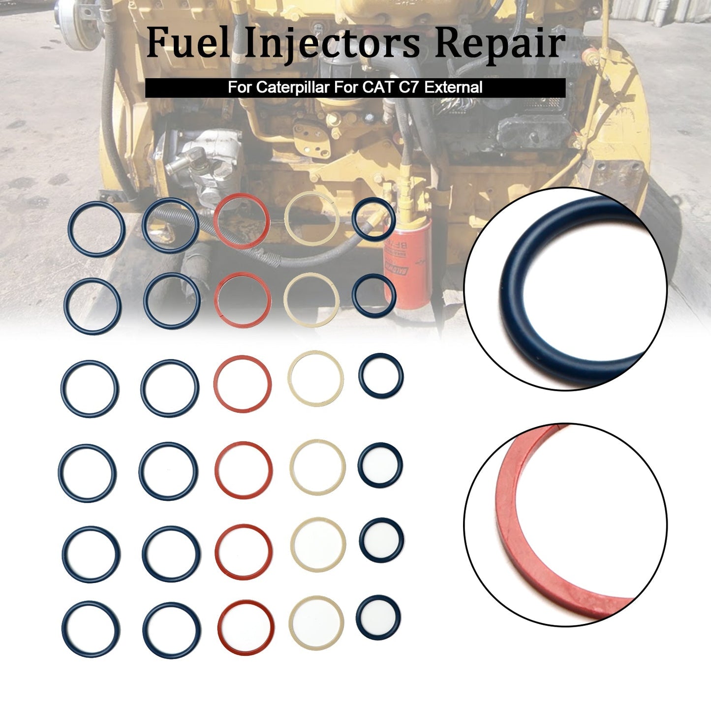 Kit de 6 juntas tóricas para inyectores de combustible externos Caterpillar C7