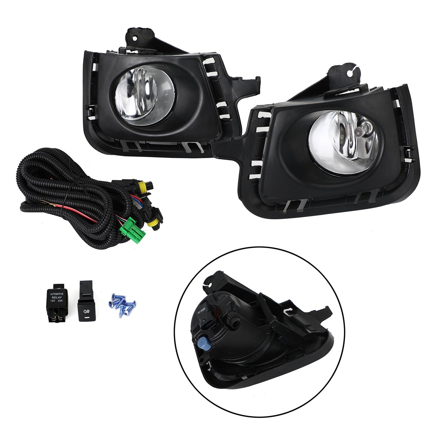 Feux antibrouillard avant transparents pour Toyota Prius C 12-14 avec lunette et interrupteur