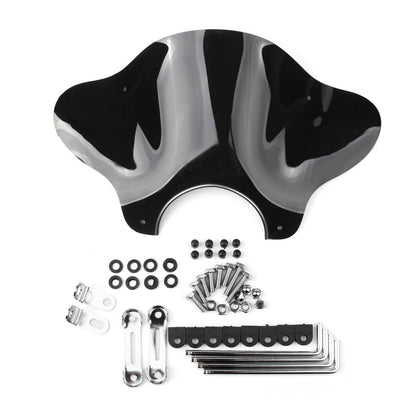 Universal Motorcycle With 7/8"or 1" Handlebar Motorcycle Cruiser Windshield Windscreen with Mounting kit Black
