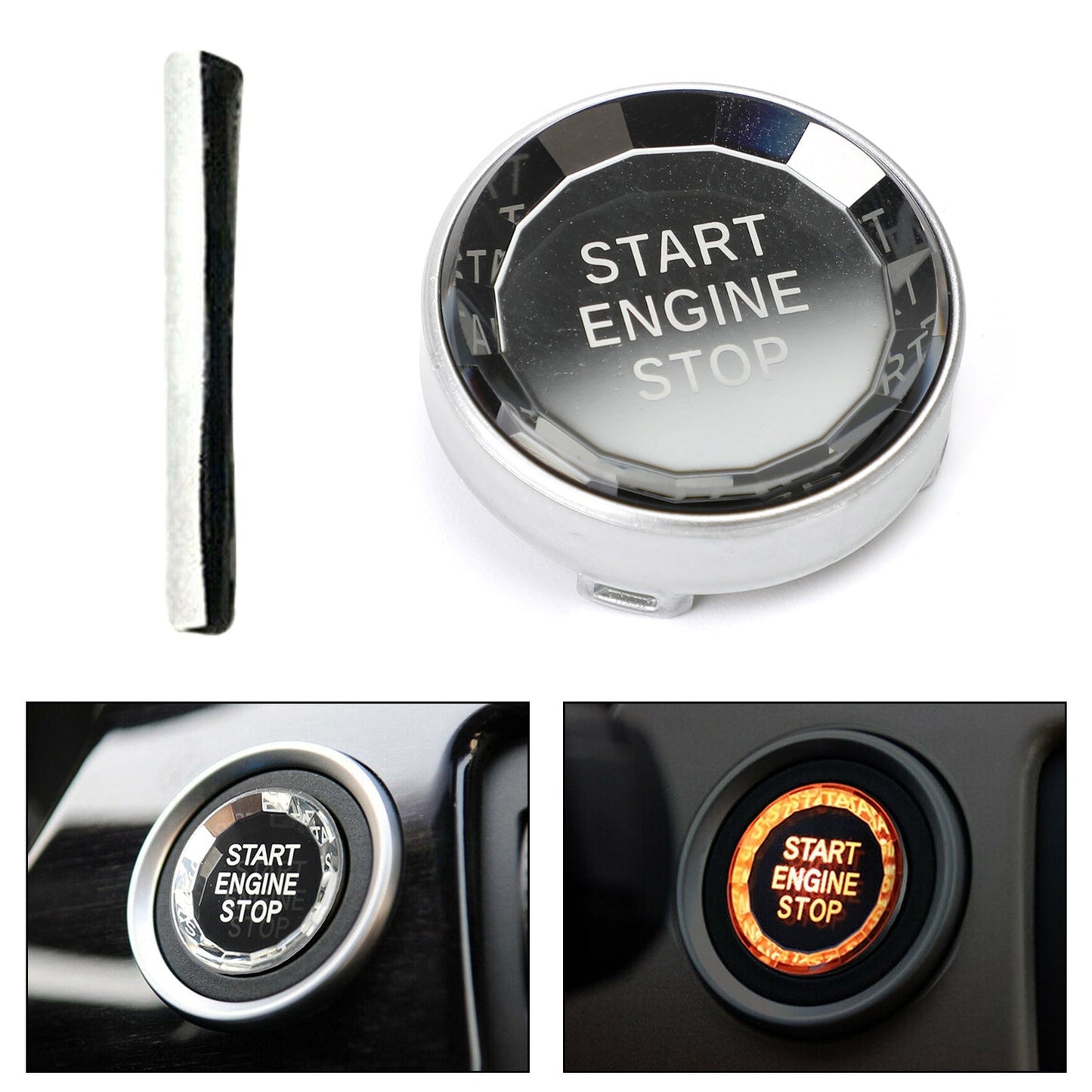 1975-2016 BMW Série 1-8 E81 E82 E87 E88 E21 E30 E36 E46 E90 E91 E92 E93 E28 E34 E39 E60 E61 E24 E63 E64 E23 E32 E38 E65 E66 E31 E85 E86 E89 Bouton de démarrage et d'arrêt du moteur en cristal