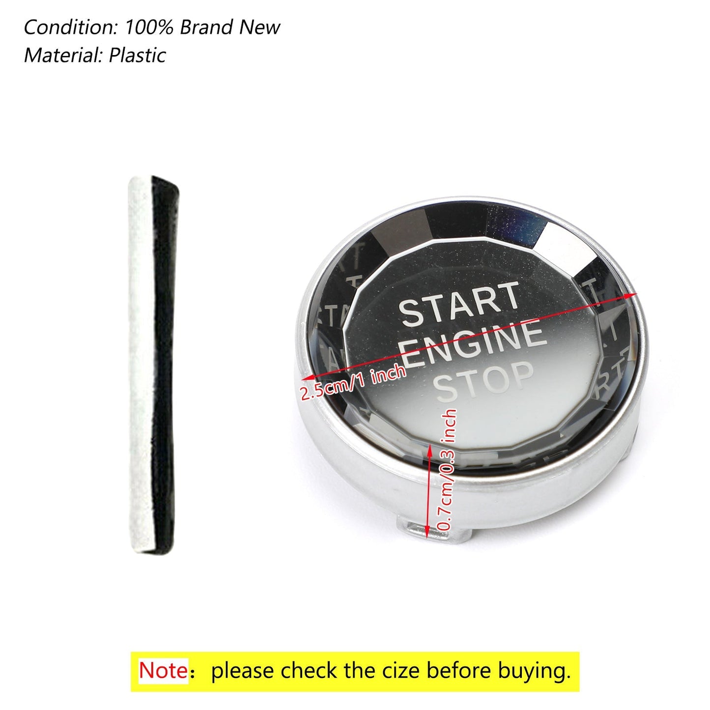 1975-2016 BMW Série 1-8 E81 E82 E87 E88 E21 E30 E36 E46 E90 E91 E92 E93 E28 E34 E39 E60 E61 E24 E63 E64 E23 E32 E38 E65 E66 E31 E85 E86 E89 Bouton de démarrage et d'arrêt du moteur en cristal