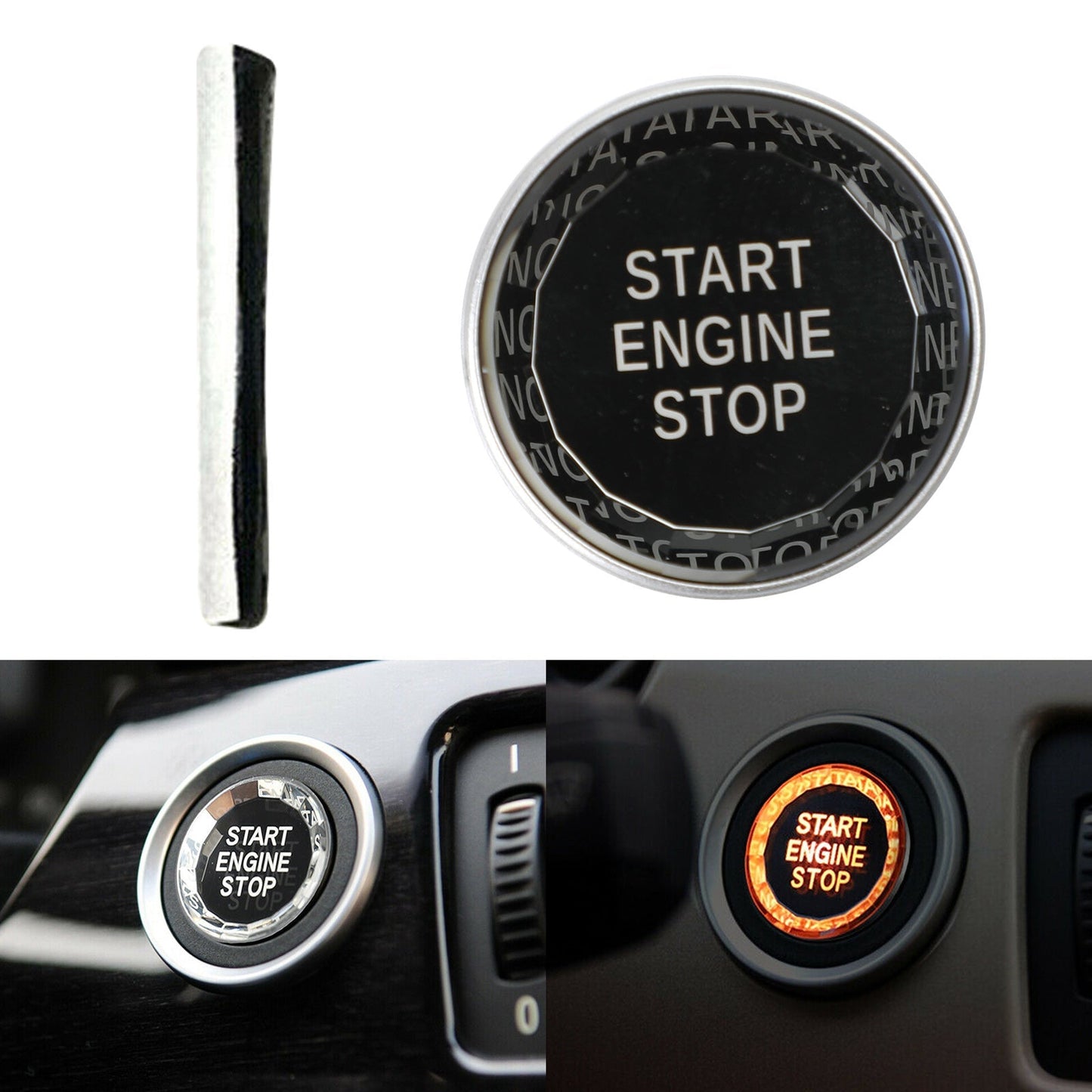 1975-2016 BMW Série 1-8 E81 E82 E87 E88 E21 E30 E36 E46 E90 E91 E92 E93 E28 E34 E39 E60 E61 E24 E63 E64 E23 E32 E38 E65 E66 E31 E85 E86 E89 Bouton de démarrage et d'arrêt du moteur en cristal