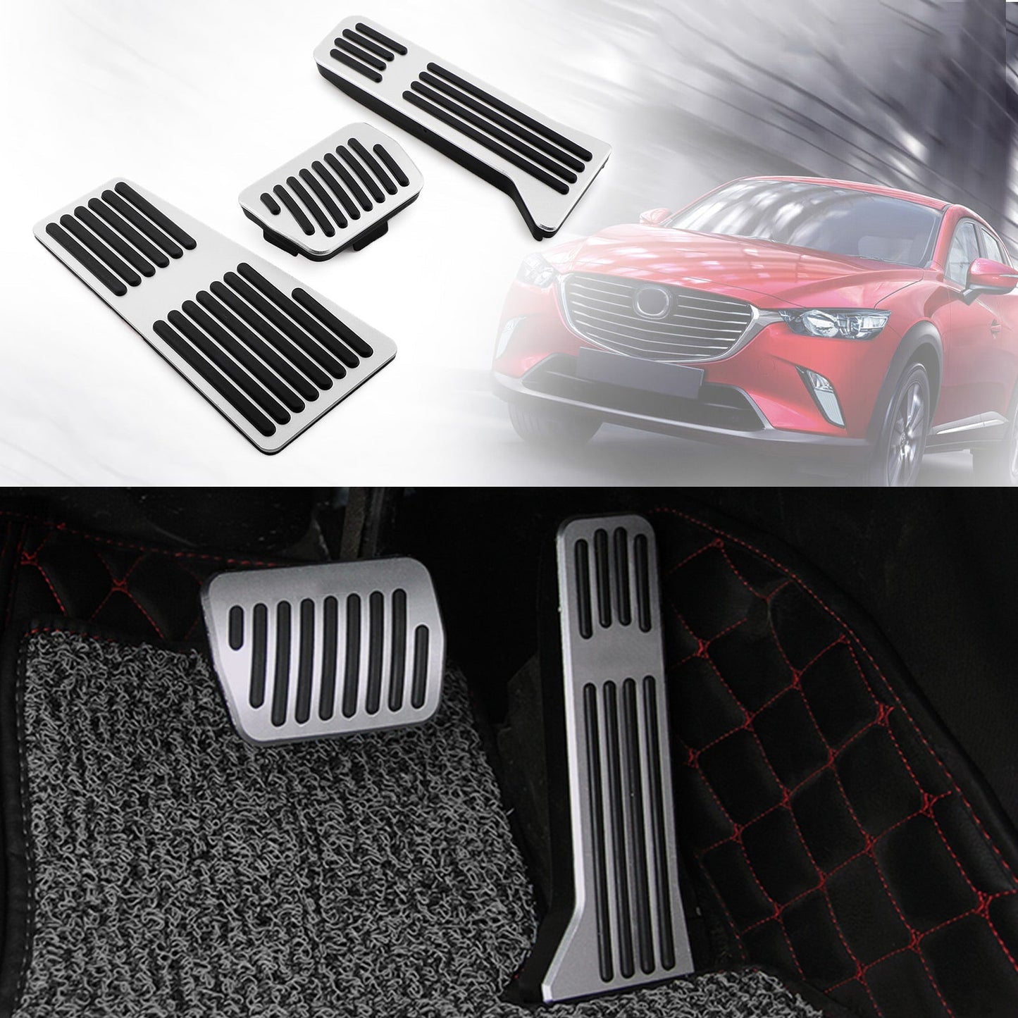 Almohadillas de pedal de reposapiés, pedal de freno de combustible, accesorios para Mazda 3, 6, CX-3 y CX-5