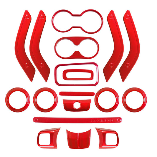 2011-2018 Wrangler JK JKU 28Pcs Red Full Set Interior Decoration Trim Kit