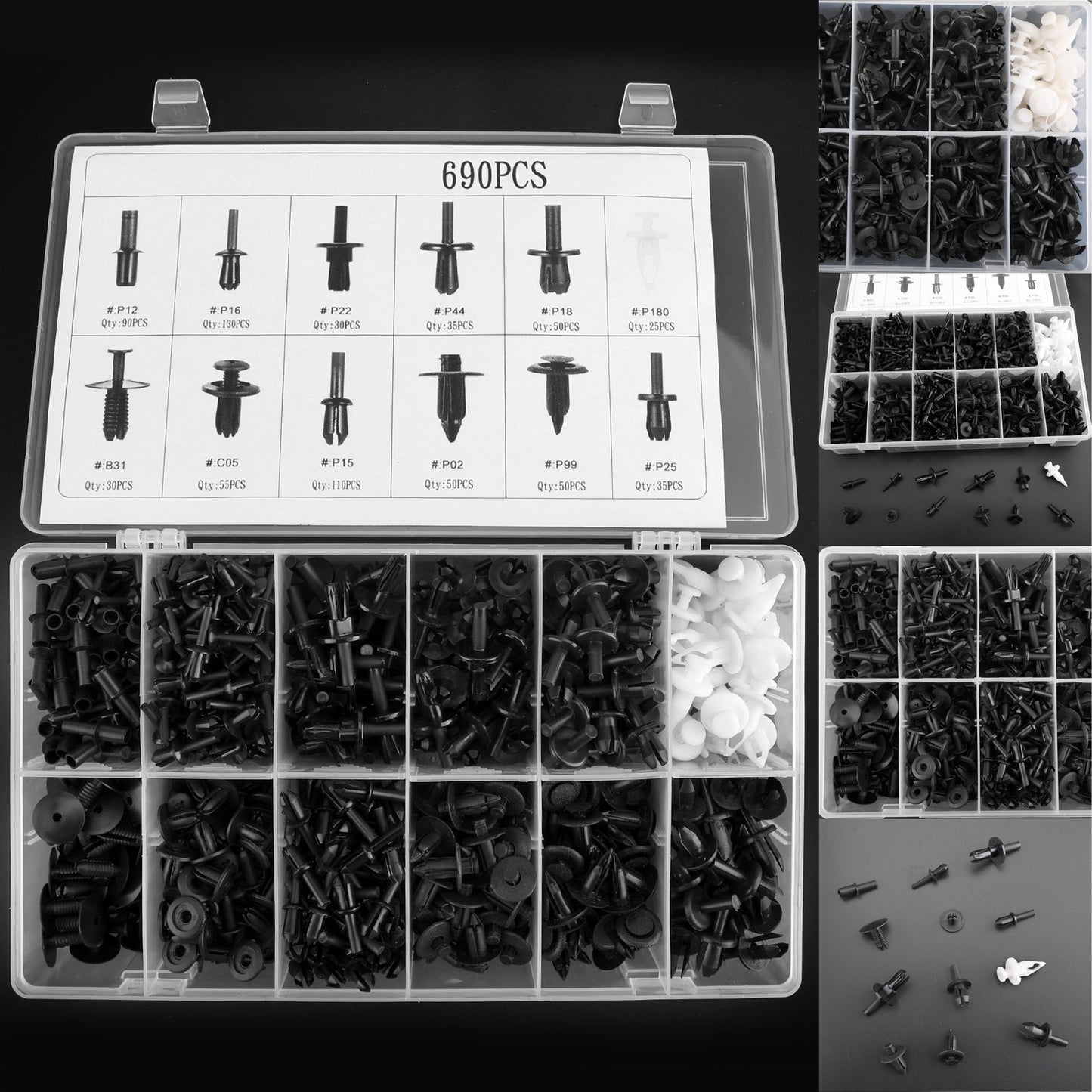 690PCS Fender Door Hood Bumper Trim Clips Body Retainer Assortment & Screwdriver