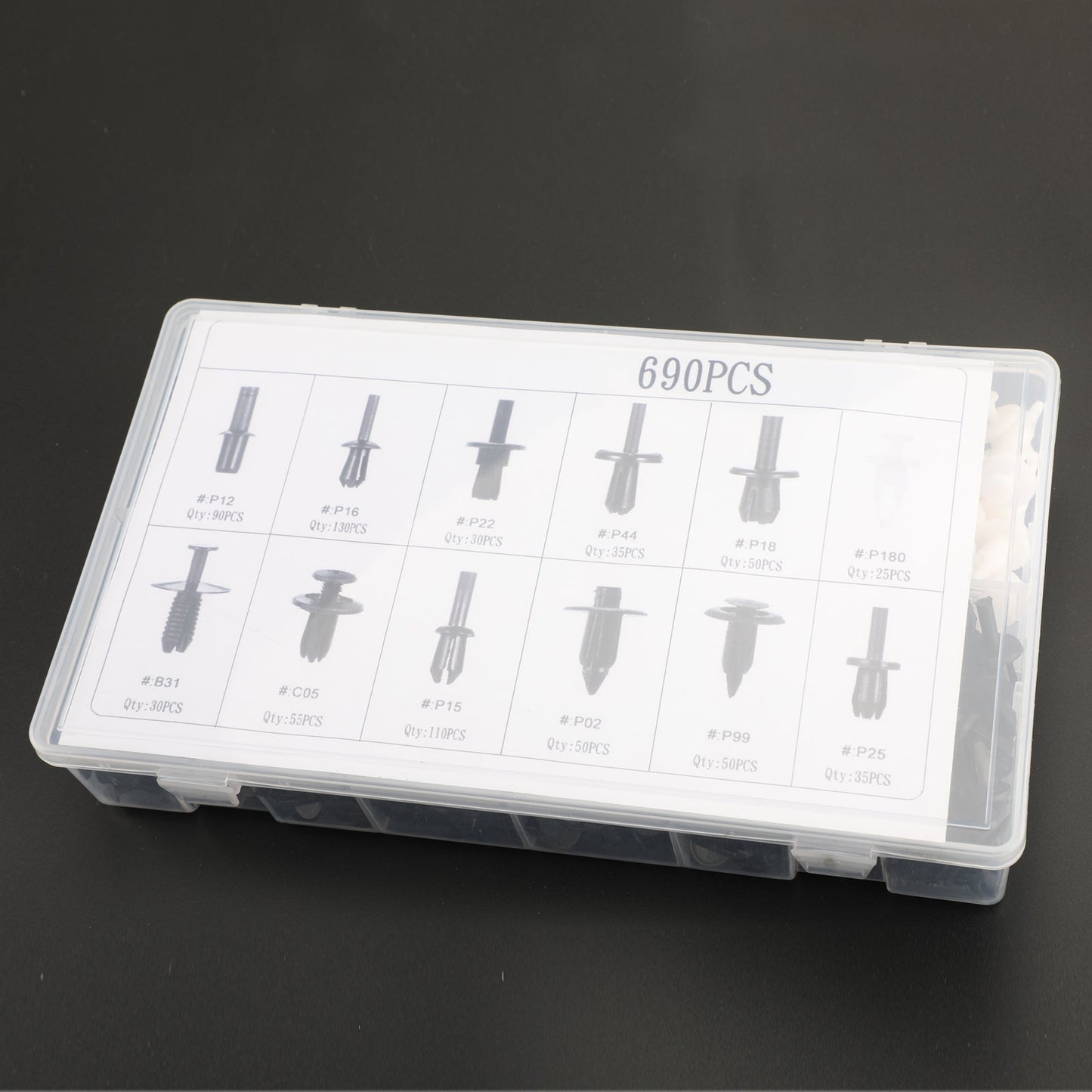 690PCS Fender Door Hood Bumper Trim Clips Body Retainer Assortment & Screwdriver