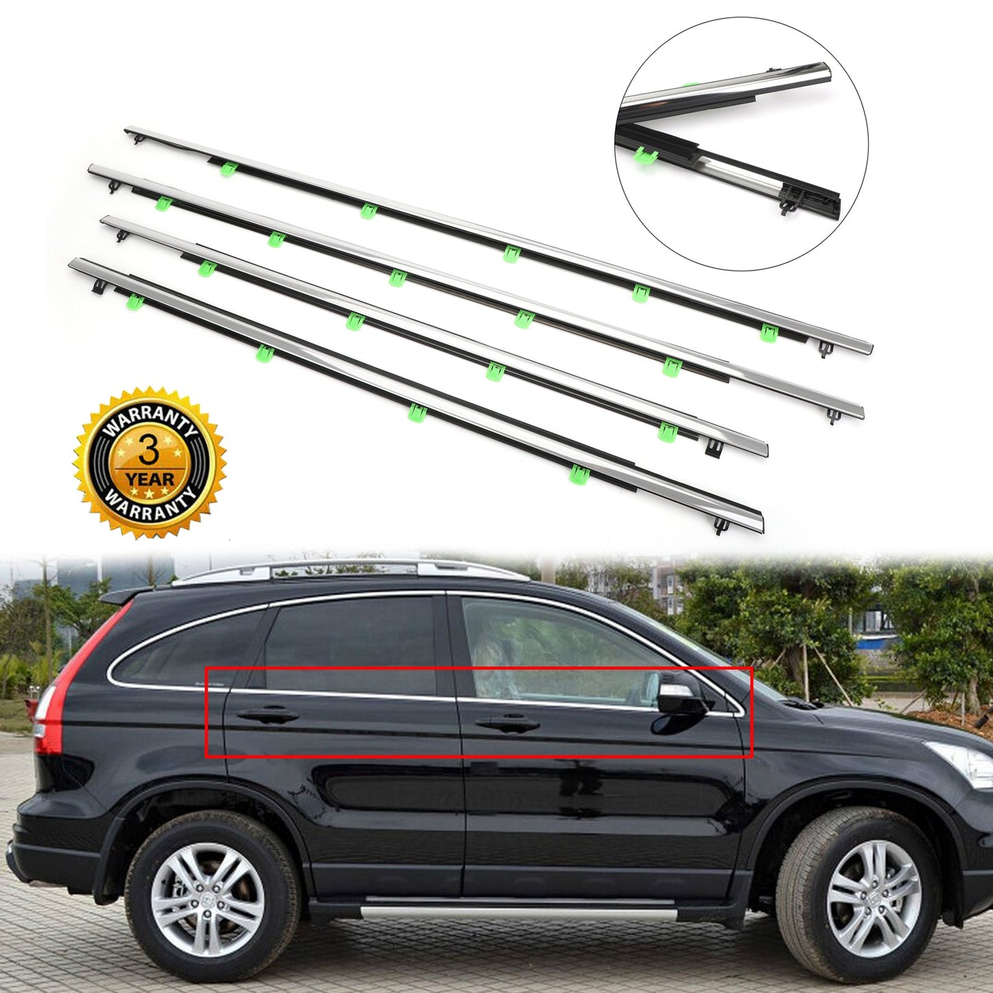 Joints d'étanchéité pour moulures de vitres de voiture Honda CR-V 2007-2011 CRV 4x 72950-SWA-A01
