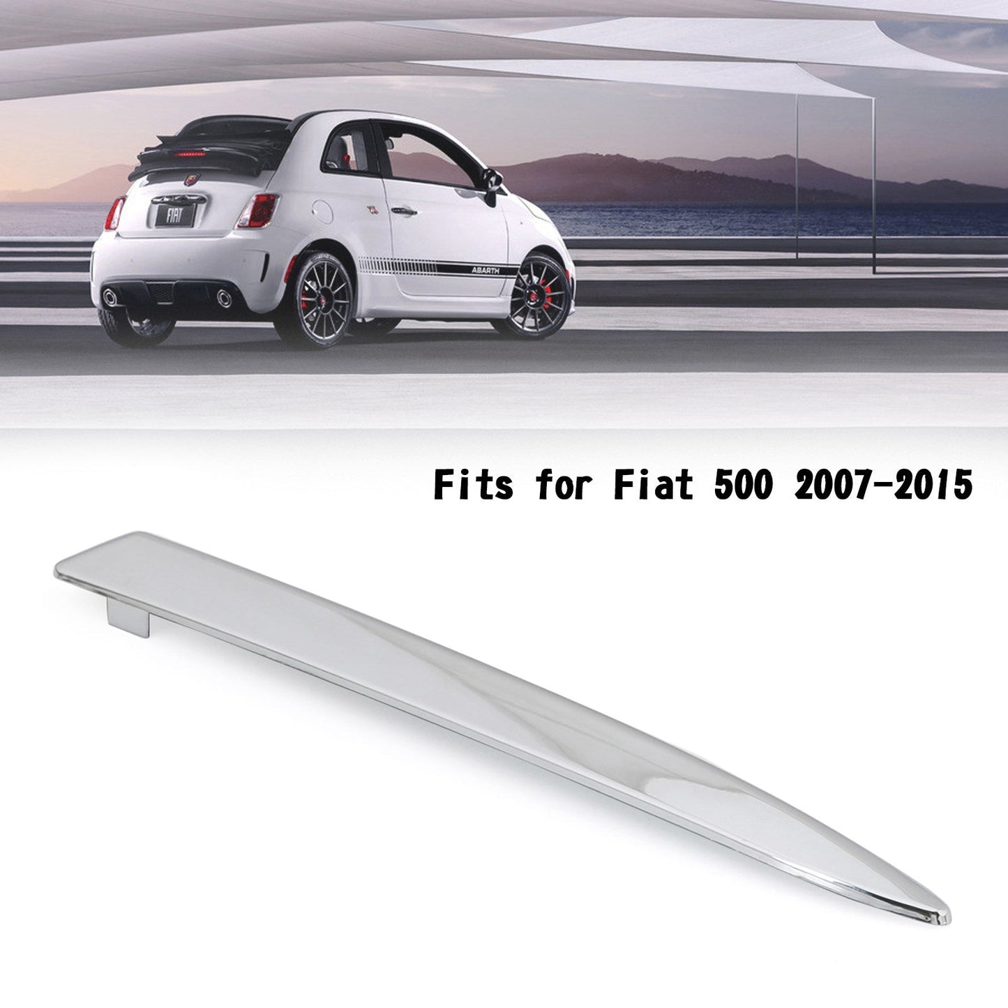 Paire de moulures chromées pour pare-chocs avant supérieur Fiat 500 2007-2015