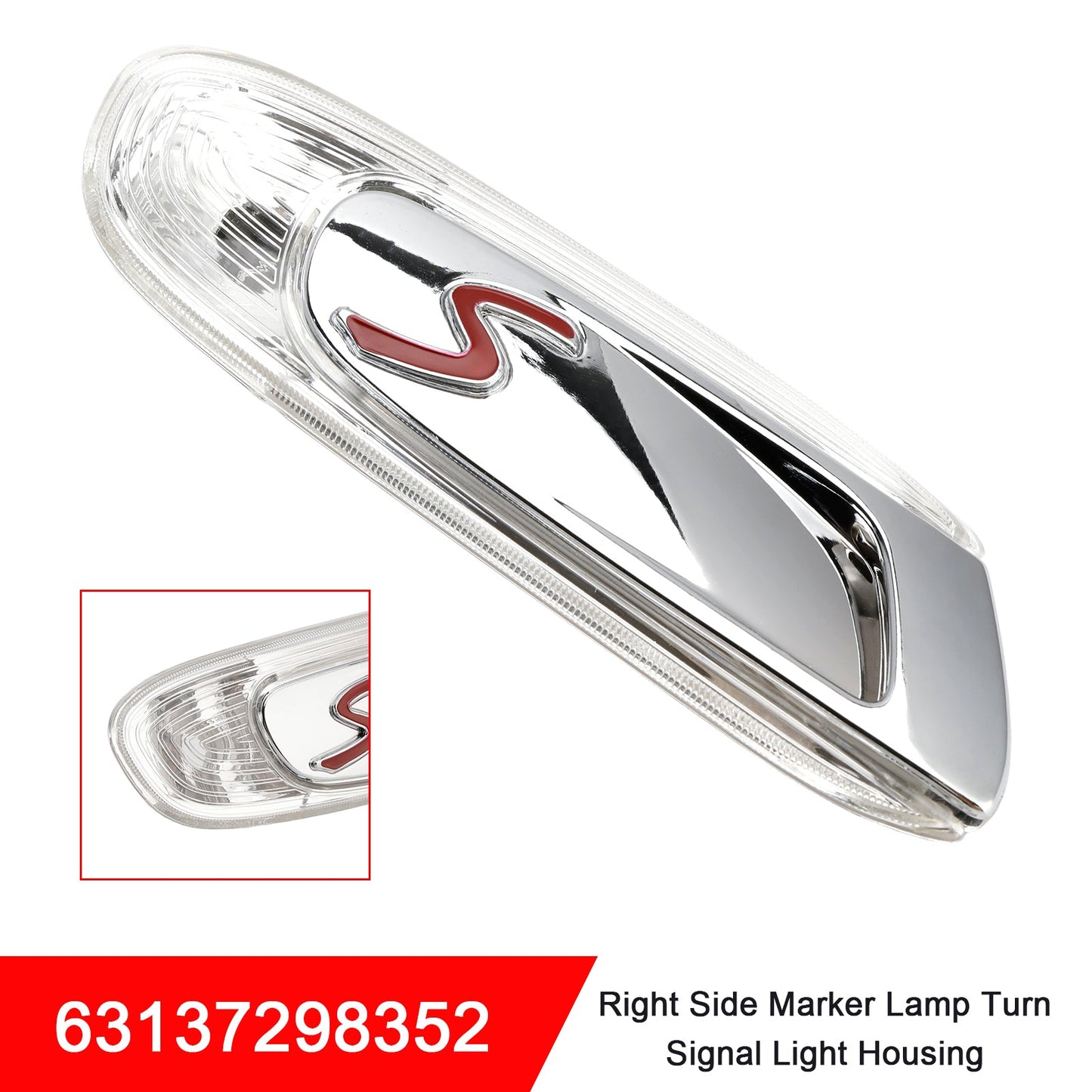 Par de luces de posición laterales para MINI F55, F56 y F57 S (2014-2021) con carcasa de luz de giro 63137298351 y 63137298352