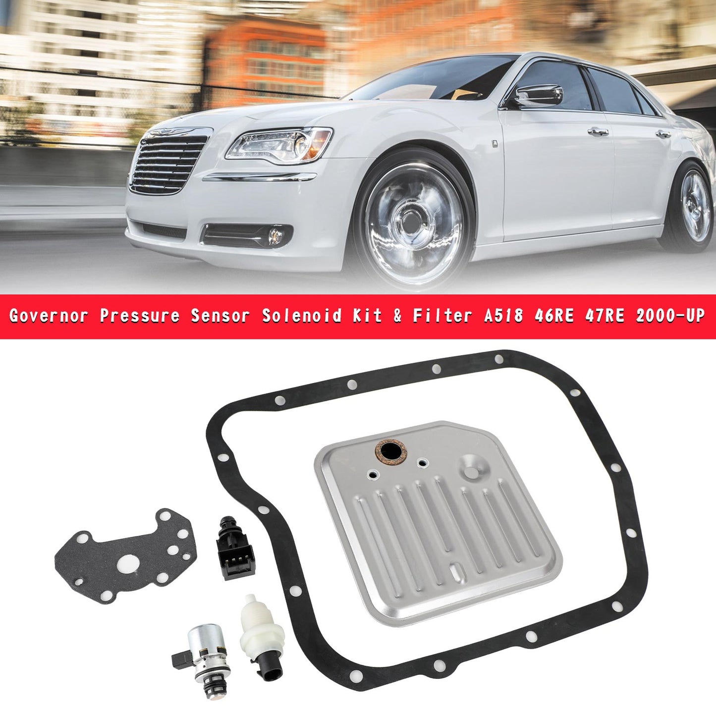 Governor Pressure Sensor Solenoid Kit & Filter A518 46RE 47RE 2000-UP Generic